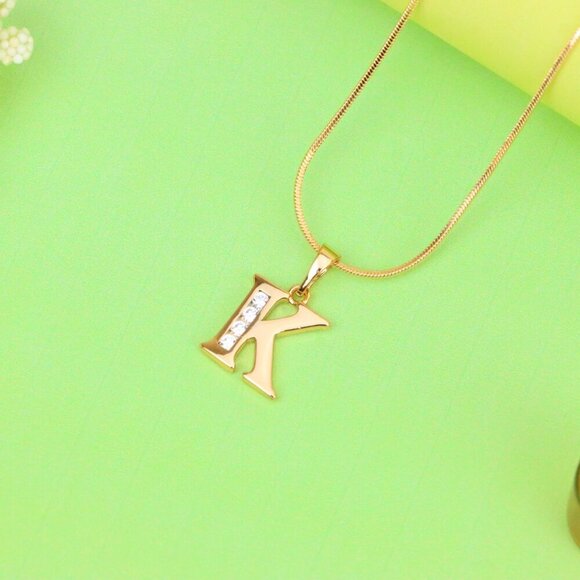 "Rose Gold Letter K Pendant with Crystals – 18K Gold Plated Charm, XPPT1360 - Picture 13 of 13